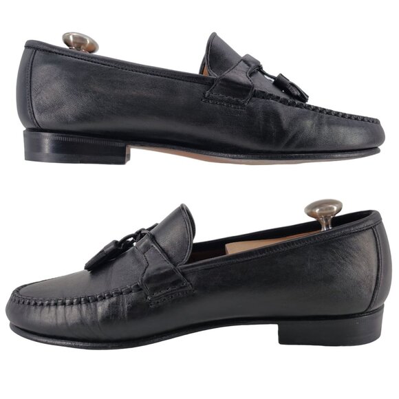 Allen Edmonds Italian Dress Shoes Men 8 Butter Soft Black Leather Tassel Loafers - Picture 4 of 13